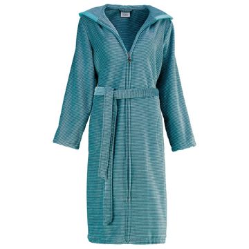 Cawö Dames We Love Stripes Badjas met capuchon 6432