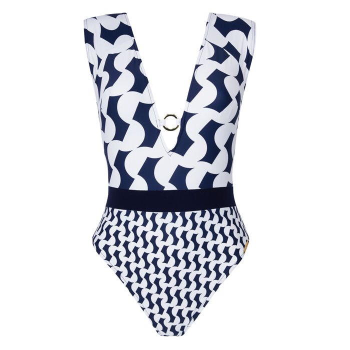 CUPSHE Badpak uit één stuk voor dames, diepe V-hals, halterrug, stropdas, mesh badmode, Zwart, XL