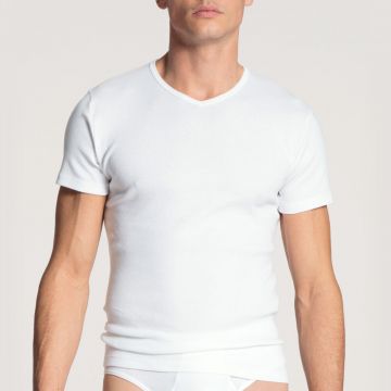 Calida Cotton 1:1 v-hals shirt met korte mouwen 14315 white