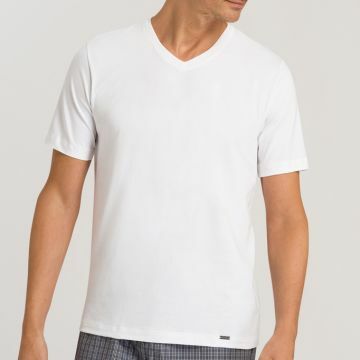Hanro Heren Living Shirts Shirt met v-hals en korte mouw 075051