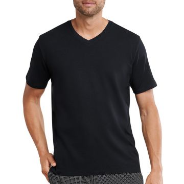Schiesser Mix + Relax t-shirt met v-hals 163843 zwart 000